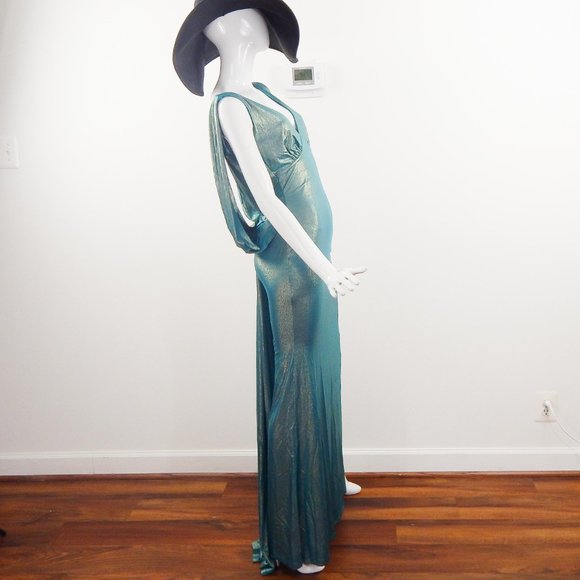 Low back Mermaid Tail- maxi dress Aqua - Picture 10 of 13